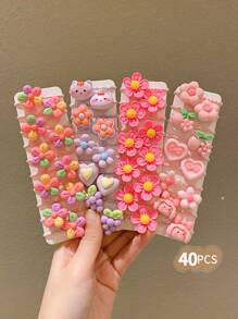 20/30/40pcs Girls Colorful Cute Cartoon Hair Scrunchies