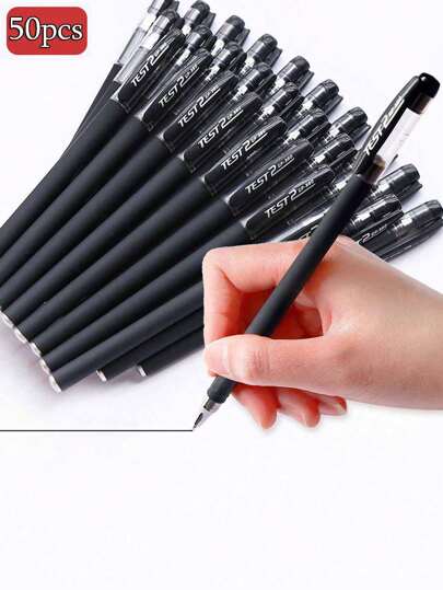 50pcs Black Matte Neutral Pen, Smooth Writing, No Ink Sticking, Multifunctional, Suitable For Daily Writing, Testing Signatures, Student Supplies, Teacher Office Supplies