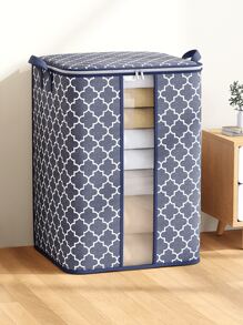 1PC Blue Lantern Shaped Large Capacity Clothing Storage Bag, Toy Storage Bag, Moving Packaging Bag, Cabinet Top Storage Bag, Bed Bottom Storage Bag, Bathroom Dirty Clothes Storage Bag, Visual Classification Storage Bag