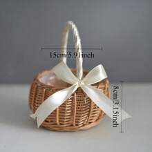 1 件迷你手工编织藤条篮，用于家居、野餐、珠宝等的装饰性储物篮 - 彩色 - 查看 12