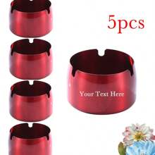 5 piezas Set de ceniceros de acero inoxidable a prueba de viento, personalizado con grabado láser, adecuado para promociones de eventos, regalos corporativos, fiestas de boda y cumpleaños, picnic y camping, decoración para jardín, bar, restaurante, cafetería, regalo ideal para familia, pareja, compañero de trabajo