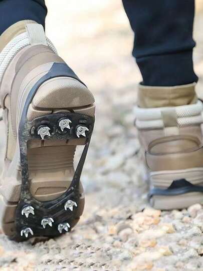 1 Pair Outdoor Anti-Slip Snow Shoe Spikes, 8-Teeth Stainless Steel Ice Grippers For Ice/Snow, Winter Non-Slip Traction Cleats