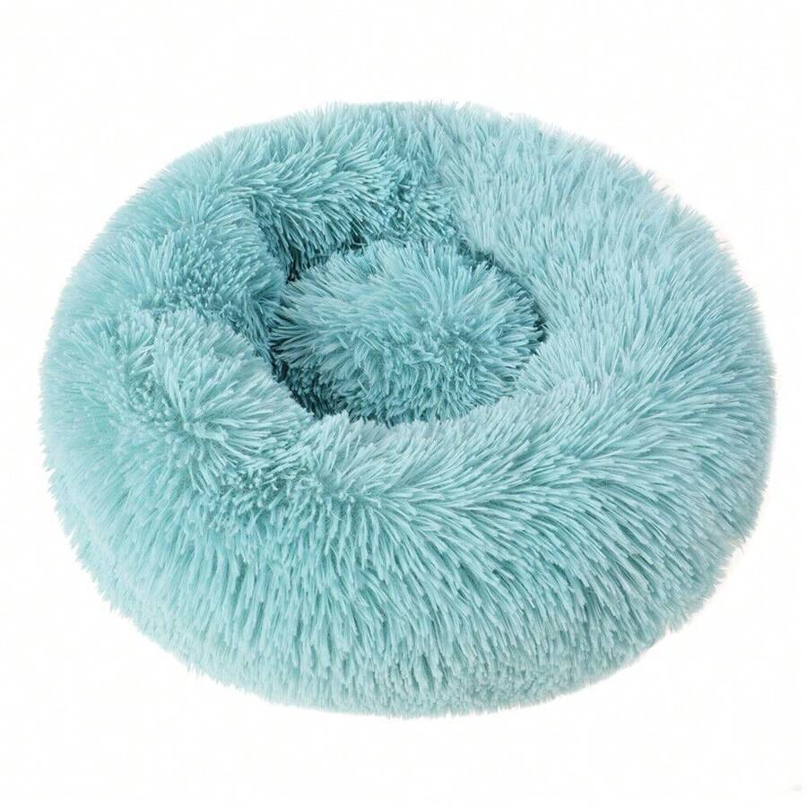Donut Plush Pet Dog Cat Bed Fluffy Soft Warm Calming Bed Sleeping Kennel Nest - Dark Green - View 1