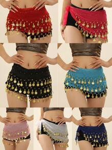 1 قطعة زي رقص البطن للنساء، تنورة من شبكة معدنية مع مجوهرات للجسم، مناسبة للأداء على المسرح، بأسلوب بوهيمي، للصيف والخريف وأعياد الهالوين وغيرها من المناسبات - متعدد الألوان - مشاهدة 12