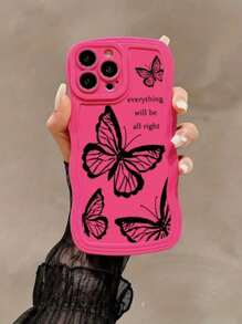 1PC Black Butterfly Pattern Shockproof Phone Case, Compatible With IPhone11/12/13/14/15Pro/15Plus/15Pro Max/16/16pro/16plus/16promax
