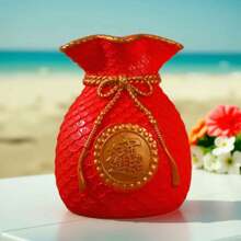 1pc Chinese Style Wheat Ear Lucky Bag Vase, Living Room Decor, Wealth-Attracting Money Bag Vase Ornament, Resin Home Party Decoration Gifts Birthday Graduation