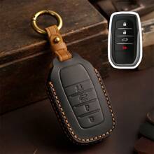 1pc Handcrafted Genuine Leather Key Holder, Suitable For Toyota Sienna, Previa, Alphard, Vellfire, Creative Car Key Pouch - one-size - View 9