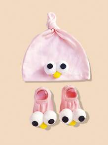 1 Set Bebé 0-1 Años Sombrero Cute Ojos Grandes Multicolor, Set de Sombrero y Calcetines de Bebé, Lindo Set de Calcetines Princesa y Gorro de Primavera/Verano para Uso Diario Recién Nacido