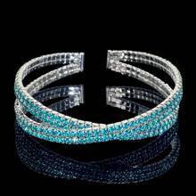 1pc Luxurious Intersected Synthetic Zirconia Bracelet, High-End Accessory Suitable For Gift, Daily Wear, Party, Wedding Occasions - Silver-red - View 38