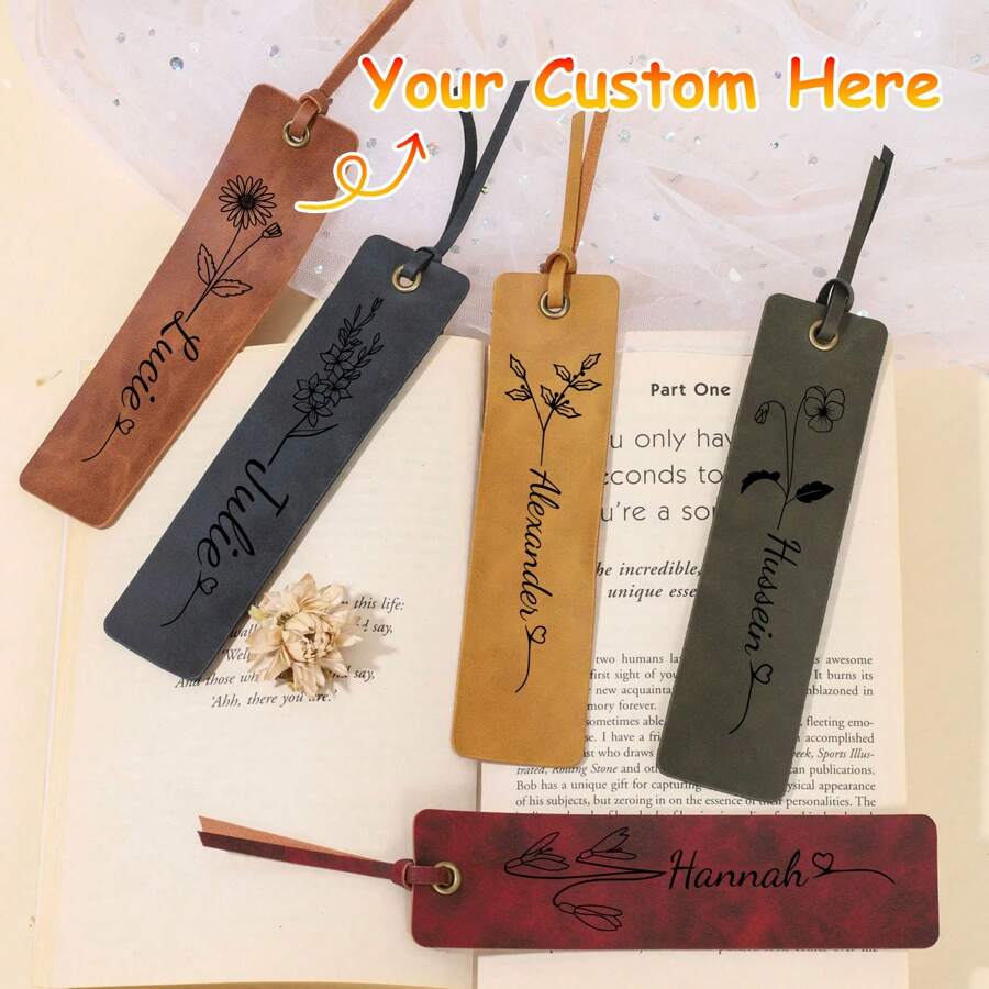 Personalized Leather Bookmark Custom Name Bookmark Gift For Book Lovers Bridesmaid Gift Wedding Gift Book Page Holder Housewarming Gift - Multicolor - View 1
