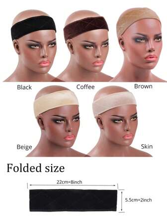  Nunify Invisible Wig Grip Headband Anti Slip Wig Band With Adjustable Hook Velvet Comfort Wig Bands No Slip Breathable Wig Bands For Keeping Wigs In Place Wig Headband Wig Grip Black Skin Brown Color 1pc/Set Hair Accessories
