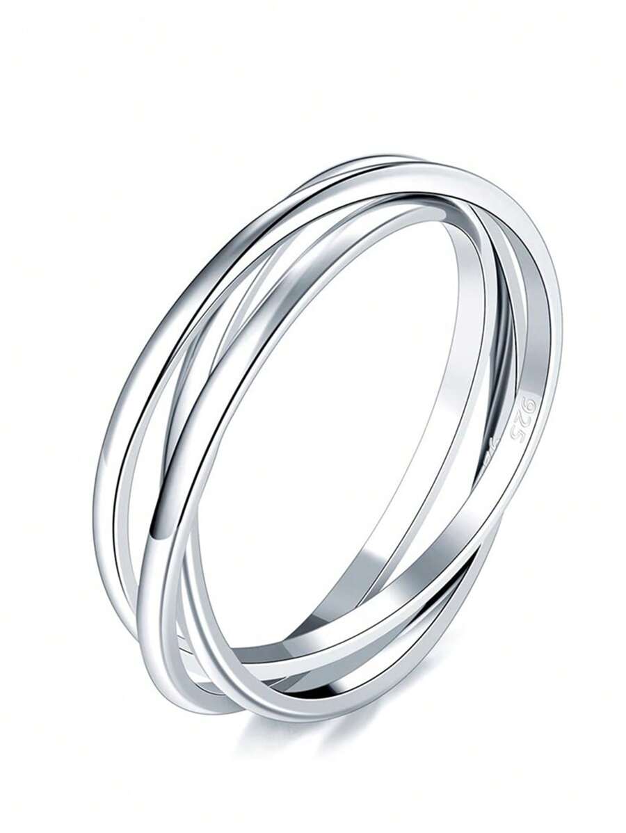 3 件/套经典 925 纯银戒指女士结婚珠宝精美珠宝情人节礼物