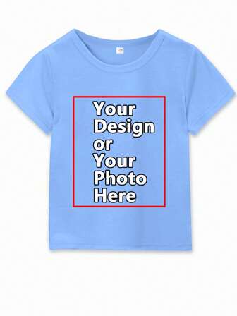 Customized T-Shirt For Young Boy, Suitable For Spring, Summer, Autumn, Can Print Your Family Members Photos, Pet Photos, Life Photos, Commemorative Photos