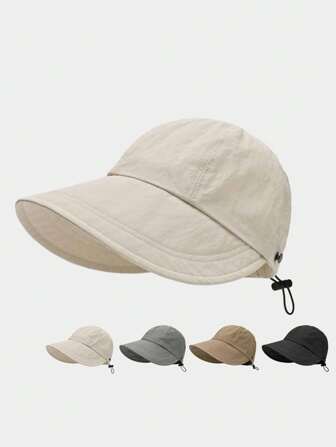 1pc Adjustable Contrasting Color Bucket Hat, Wide Brim Casual Riding Hat For Women, Sun Protection