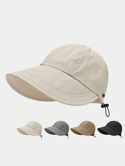 1pc Adjustable Contrasting Color Bucket Hat, Wide Brim Casual Riding Hat For Women, Sun Protection