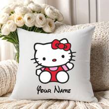 1pc Personalized  Pillow Case (Pillow Insert Not Included), Cute  Cartoon Design, Zipper Closure, Soft & Comfortable, Suitable For Home Decor Pillows In Various Rooms - White - View 12