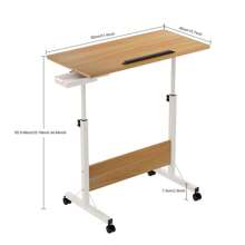 Mesa Elevadora Móvil de Oficina - Mesa de Ordenador con Compartimento para Tarjetas + Cajón Pequeño + Función Plegable, 80x40x64-89cm, Acero Inoxidable + Madera, Ángulo de Inclinación
