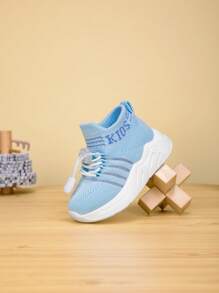 New Simple Children Soft Comfortable Breathable Non-Slip Lightweight Casual Outdoor Sports Shoes, Slip-On Design - Blue - View 5