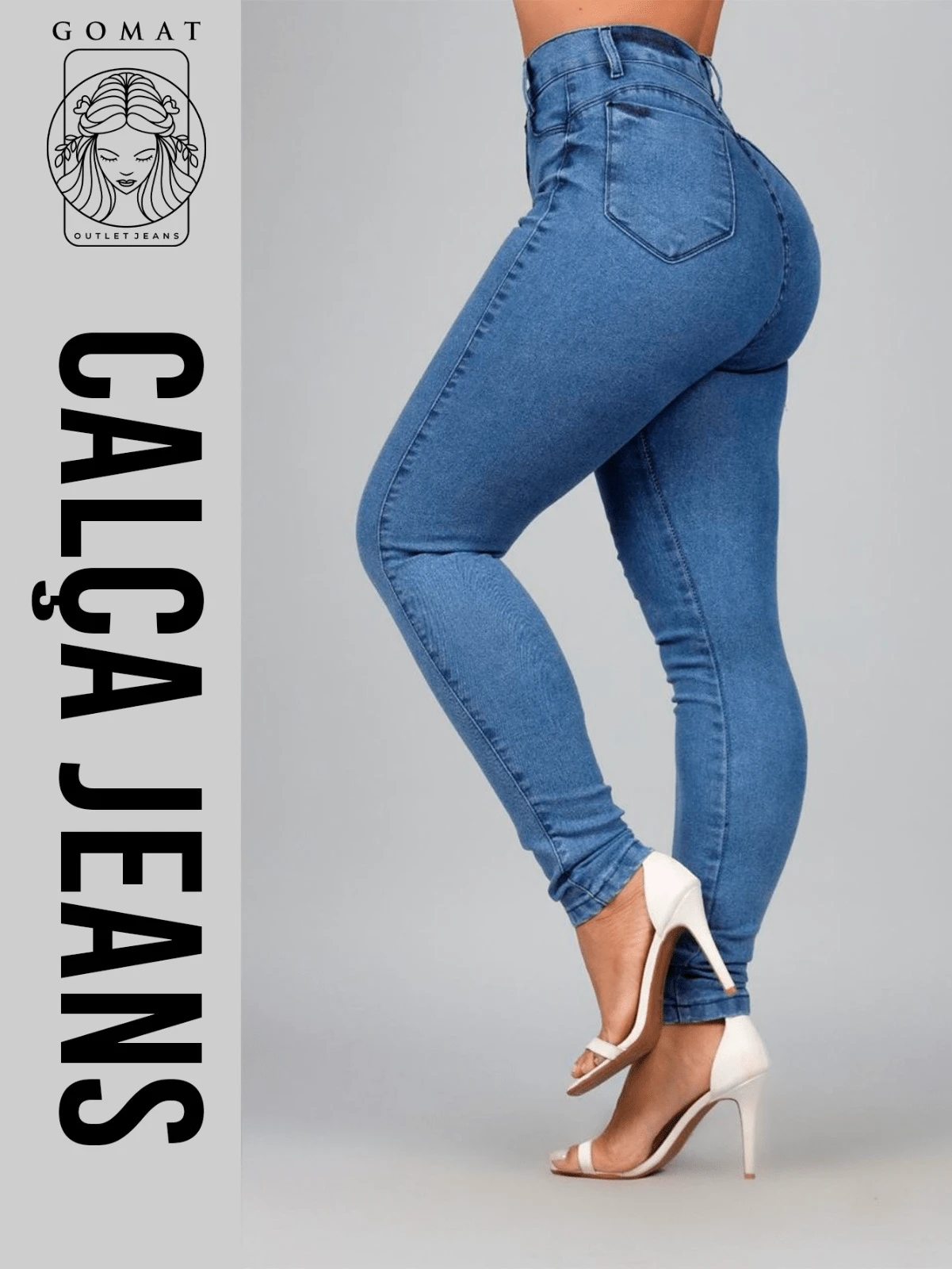 Women's Skinny Jeans, High Waist, Shapes Butt, Premium Line - Cadet Blue - View 1