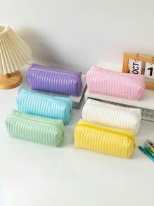 1 Cute And Fresh Leather Pencil Case, Small Pencil Case, Student Pencil Case, Makeup Bag, Cute Ice Cream Office, University Makeup Bag Storage Bag, Large Pencil Case, Office Storage Bag, Desktop Storage Bag, Pen Storage Bag, Pencil Tray, Desktop Storage Bag, Desktop Storage Bag, Pen Holder,Back To School,School Supplies,Pencil Pouch,School Bag - Multicolor - View 1