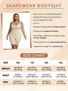 Women's Plus Size Shapewear High Elasticity Soft And Comfortable Bodycon Jumpsuit With Tummy Control - Apricot - View 4