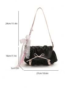 1 pieza Bolso de mujer con bloques de color y pliegues tipo nube, bolso de hombro/cruzado de estilo Y2K con lazo elegante, apropiado para festivales, citas, regalos