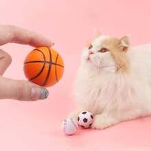 3Pcs/10Pcs 4cm Cat Toys Balls - Basketball, Soccer Ball, Mini Basketball, Bouncy Balls, Assorted Colors