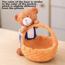 1pc Resin Sculpture Bear Decoration, Desktop Key Holder, Planter Decor, Bookshelf, Home/Office/Cafe Decor, Entryway Display - Brown - View 9