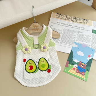 New Dog Top For Spring/Summer - A Cool, Breathable, Thin Coat In Avocado Print For Cute Puppies
