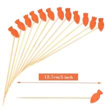 200/100/80/50/30/20/10pcs/Pack Easter Carrot Designed Bamboo Picks, Suitable For Easter, Burgers, Bread, Desserts, Appetizers, Home Party Cake & Food Decoration In Spring Festivals