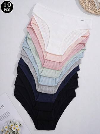 10 Stücke Sexy gerippte Damen Unterwäsche Lingerie, nahtlose bequeme Damen Unterhosen
