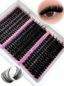 270 stuks 15 trays van elk 60+80+100, zachte en donzige 5D Russische krullende nertsenwimpers, 0,07 mm dik, 8-16 mm gemengde lengte, voor wimperverlenging en make-up - dikke en opvallende zwarte nepwimpers