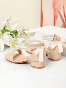 1 Pair Girls Pearl Decorated Fashion High Heel Sandals, Kids High Heel Dance/Performance/Daily Wear Shoes, Summer