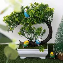 2 件迷你树脂鹦鹉和鹦鹉雕像 - 戏剧风格动物装饰，适用于家庭和花园，新年桌面鸟类雕塑，户外使用，无需电源或电池 - 彩色 - 查看 4