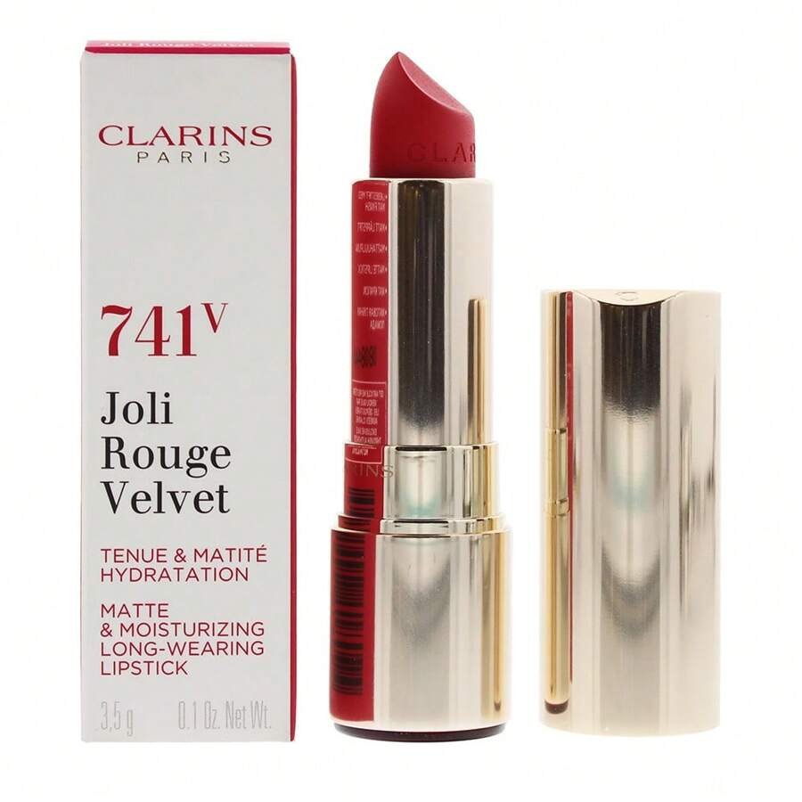 Clarins Joli Rouge Velvet Matte & Moisturizing Long Wearing Lipstick 741V Red Orange 3.5g - 741V Red Orange - View 1