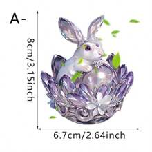 Purple Crystal Rabbit Acrylic Keychain Bag Charm Hanging Ornament, Easter Decor