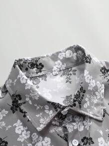 Men's Geometric Print Short Sleeve Casual Shirt, Spring/Summer - Grey - View 3