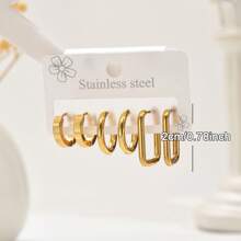 Set de 6 aros de aro de acero inoxidable de calidad premium y minimalista