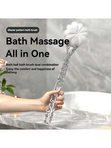 1pc Double-Sided Exfoliating Back Brush, 2-In-1 Scrub Brush, Long Handle Body Scrubber, Unisex Exfoliating Bath Brush (Grey + White) - Multicolor - View 3