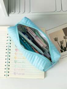 1 Cute And Fresh Leather Pencil Case, Small Pencil Case, Student Pencil Case, Makeup Bag, Cute Ice Cream Office, University Makeup Bag Storage Bag, Large Pencil Case, Office Storage Bag, Desktop Storage Bag, Pen Storage Bag, Pencil Tray, Desktop Storage Bag, Desktop Storage Bag, Pen Holder,Back To School,School Supplies,Pencil Pouch,School Bag - Multicolor - View 6