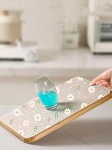1 Roll Of Daisy Pattern Thickening Kitchen Cabinet Liner, Non-Stick Drawer Liner, Non-Slip Cabinet Liner, Washable EVA Refrigerator Liner, Easy To Cut Refrigerator Pad.