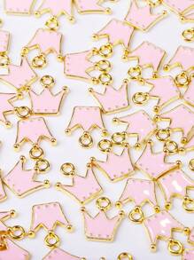 Set de 10 piezas/Paquete Accesorios de joyería con forma de corona rosa para hacer collares, pulseras y colgantes DIY - corona - Ver 5