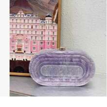 Acrylic Evening Clutch Box Purse Marble Handbag For Wedding Cocktail Party Banquet - Màu Lilac Tím - Xem 5