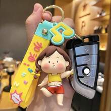 1pc Sports Girl Keychain, Fashionable & Delicate Bag Pendant Charm, Personalized Cartoon 3D Car Key Chain - Multicolor - View 1