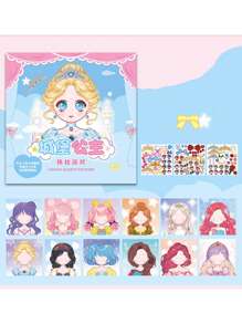 1 pezzo Libro di adesivi per vestirsi per bambine, libro di adesivi per vestire principesse dei cartoni animati per bambini, libro di puzzle per bambini con personaggi in stile antico carino, adesivi per vestirsi per bambine, in grado di stimolare l'immaginazione e la creatività dei bambini e di esercitare le loro capacità manuali e estetiche nel gioco - Multicolore - Visualizzare 8