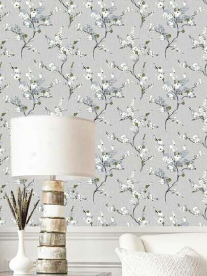 YUANYI 44.5*200cm Peel And Stick Wallpaper Roll, Vinyl Material Decorative Self-Adhesive Wallpaper For Home Improvement, Bohemian Plum Blossom Pattern Suitable For Bedroom, Living Room, Kitchen, Desk, Wardrobe