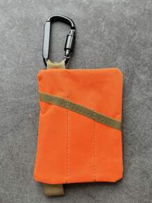 拉链短款钱包带登山扣小零钱包战术钱包尼龙男士休闲钱包 - 橘色 - 查看 7