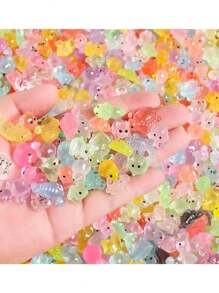 5/10/25/50 Pcs Glow-In-The-Dark Mini Blind Bags, ABS Luminous Animal & Mushroom Figurines, Mysterious Gift Bags For Aquarium, Toy House, Fairy Garden Decor, Home Decor, Party Favors, Easter, Back To School, Filler For Gift Bags, Surprise Blind Bags (Random Styles)