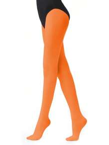 1双女士80旦纯色柔软半透明踩脚连裤袜，高腰修身款，舒适透气，适合跳舞 - 彩色 - 查看 6