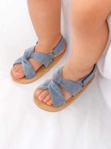 Sandal Bayi/Balita Perempuan Motif Bunga dengan Sol Lembut, Cocok untuk Bayi Baru Lahir, Balita yang Belum Bisa Berjalan, dan Sepatu Bayi. - Dusty Blue - View 8